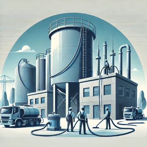 DALL·E 2024-10-18 18.49.37 - A modern, professional illustration of a water tank cleaning service team working on a large water tank in an outdoor setting. The team is shown using (1)